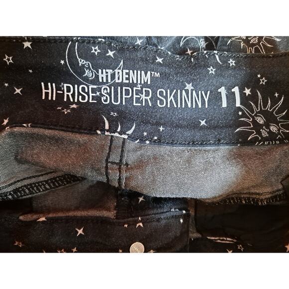 HT Hot Topic Denim Black & White Celestial Hi-Rise Super Skinny Jeans Size‎ 11 - Picture 5 of 7